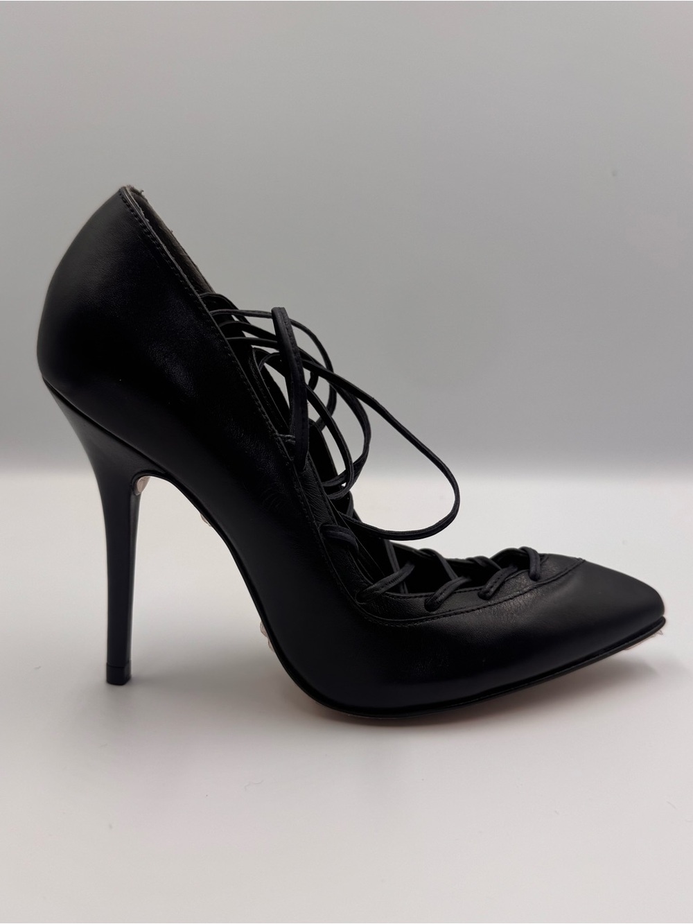 ❤️ ANDREA Navy Blue Lace-Up Pointed Toe Stiletto Pumps US 5.5